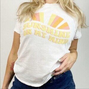 Wildfox White Sunshine On My Mind Graphic Short Sleeve T-Shirt M